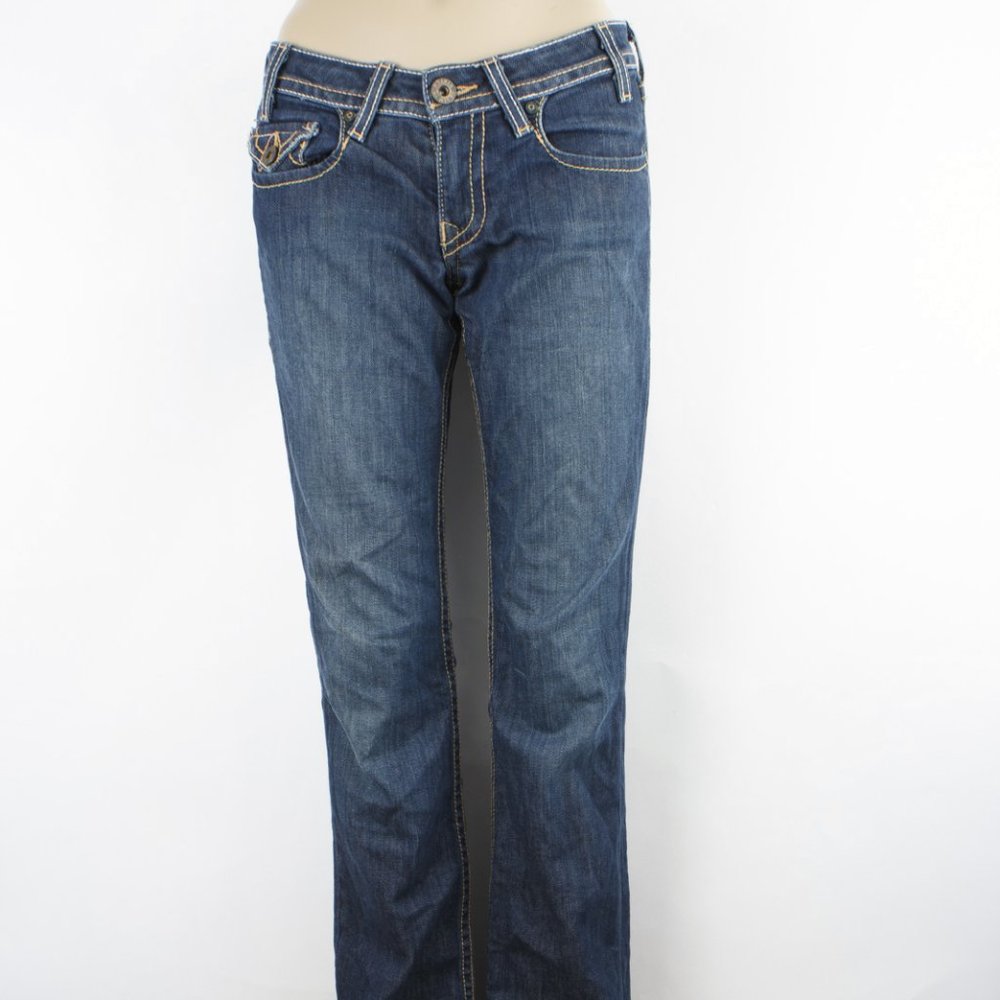 Denim Of Virtue Bootcut 27 (29 X 33) Women's Denim Jeans Dark Wash Flap Pocket